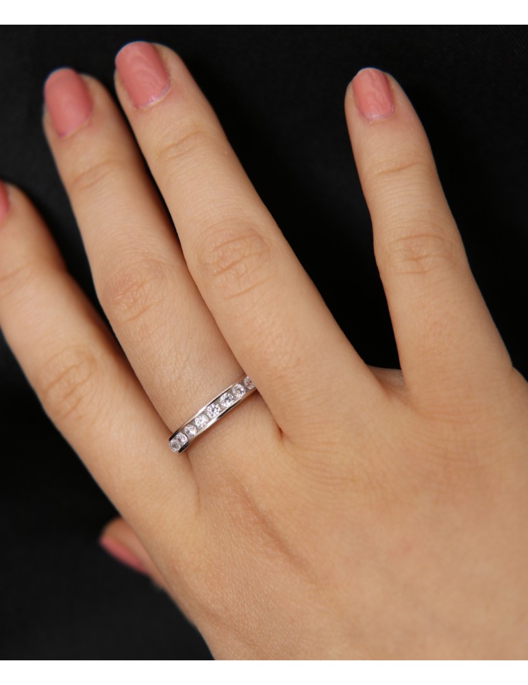 anello argento 925 Eternity fede tutto giro zirconi bianchi binario 2 mm per uomo o donna anello argento 925 Eternity fede tutto giro zirconi bianchi binario 2 mm per uomo o donna