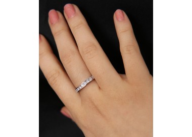 NLB|anello argento 925 Eternity fede tutto giro zirconi bianchi binario 2 mm per uomo o donna