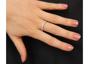 NLB|925 Rhodium: Eternity Infinity faith all around brilliant white cubic zirconia 2.5 mm for men or women
