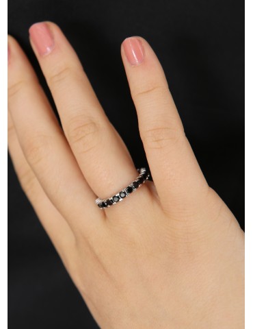 Eternity anello giro zirconi neri argento 925 brillante 2,5 mm uomo donna NALBORI Offical store