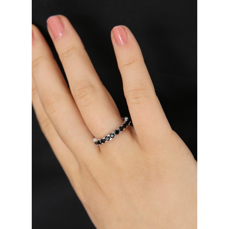 NLB|Eternity anello giro zirconi neri argento 925 brillante 2,5 mm uomo donna NALBORI Offical store