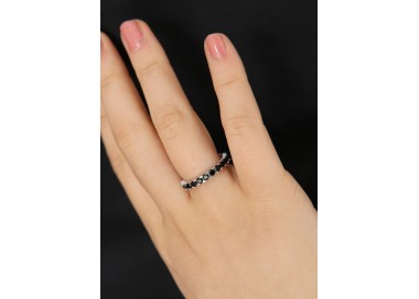 NLB|925 Rhodium: Eternity Infinity faith all around brilliant black cubic zirconia 2.5 mm for men or women
