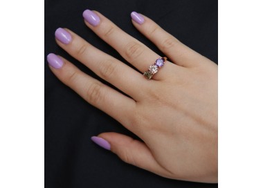 NLB|ring trilogy zircon purple green white for woman in 925 silver rose gold plated NALBORI