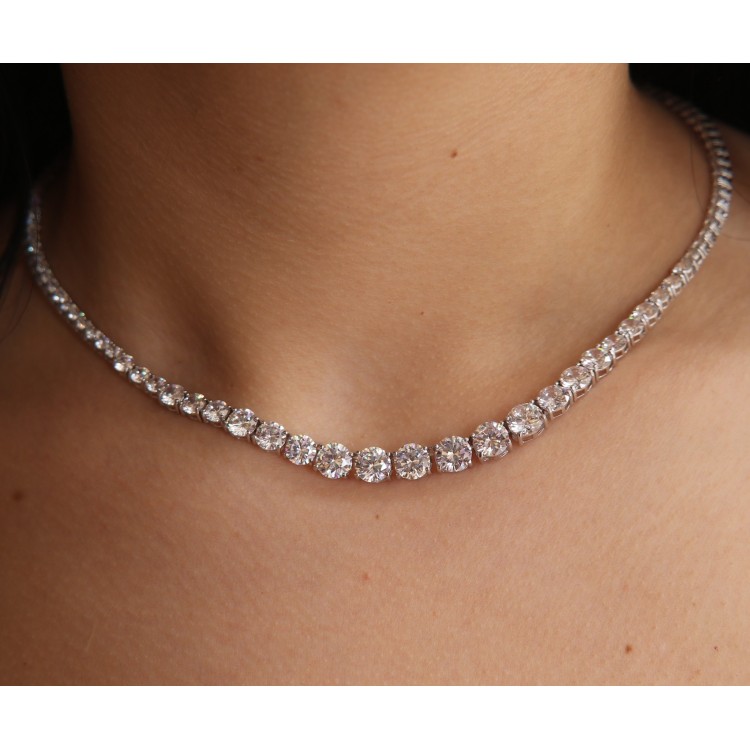 NLB|925: Necklace Collier women model Tennis degrade 'grade 7 mm 45 cm
