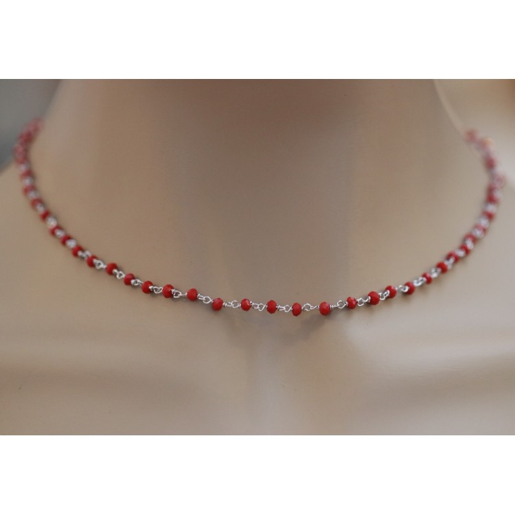 NLB|925 silver necklace for men or women with red 3.5 mm handmade Marseillaise 45 + 5