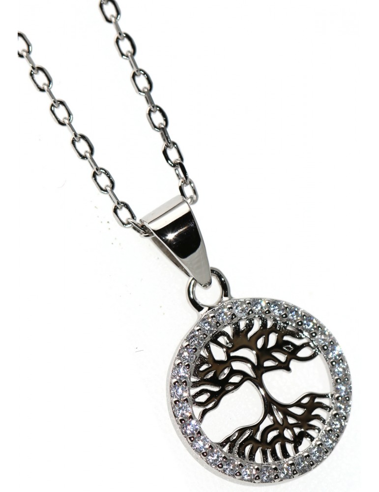 girocollo Argento 925 collana con ciondolo 13mm albero della vita zirconi girocollo Argento 925 collana con ciondolo 13mm albero della vita zirconi