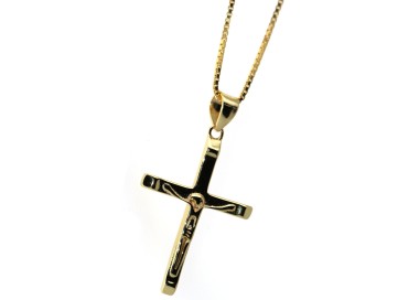 NLB|925 silver necklace stylized cross yellow gold plating crucifix 45 50 60 cm