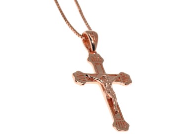 NLB|925 silver lily cross necklace rose gold plating crucifix 45 50 60 cm