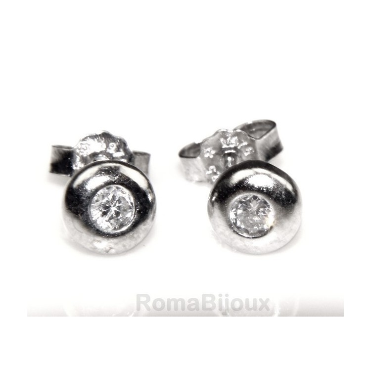 NLB|925 silver :earrings woman man onion domed 3mm cubic zirconia