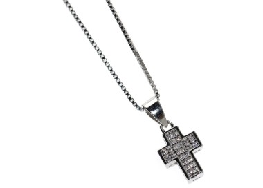 NLB|925 silver small cross necklace for women with white zircons