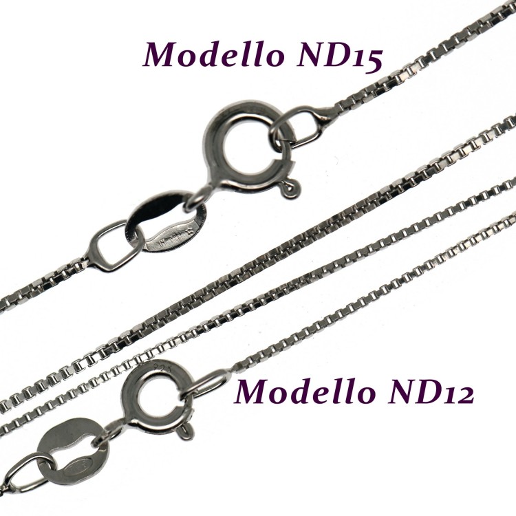 NLB|925 silver chain rhodium-plated diamond Venetian necklace mod. thickness 0.6mm ND12