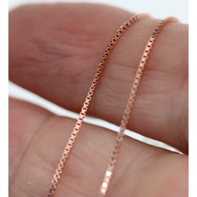 NLB|925 silver chain, rose gold plated diamond Venetian necklace, thickness 0.8mm ND15