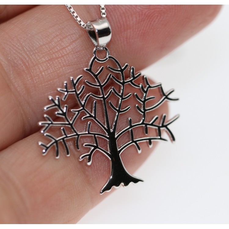 NLB|925 Silver necklace and tree of life birth family pendant