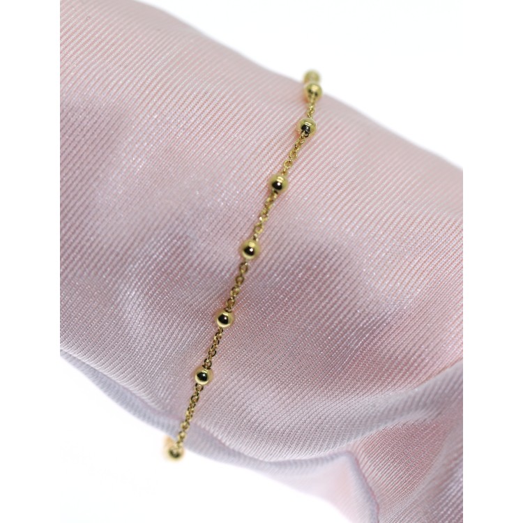 NLB|Bracciale rosario Argento 925 croce liscia placcato Oro giallo 16,50 - 20 cm