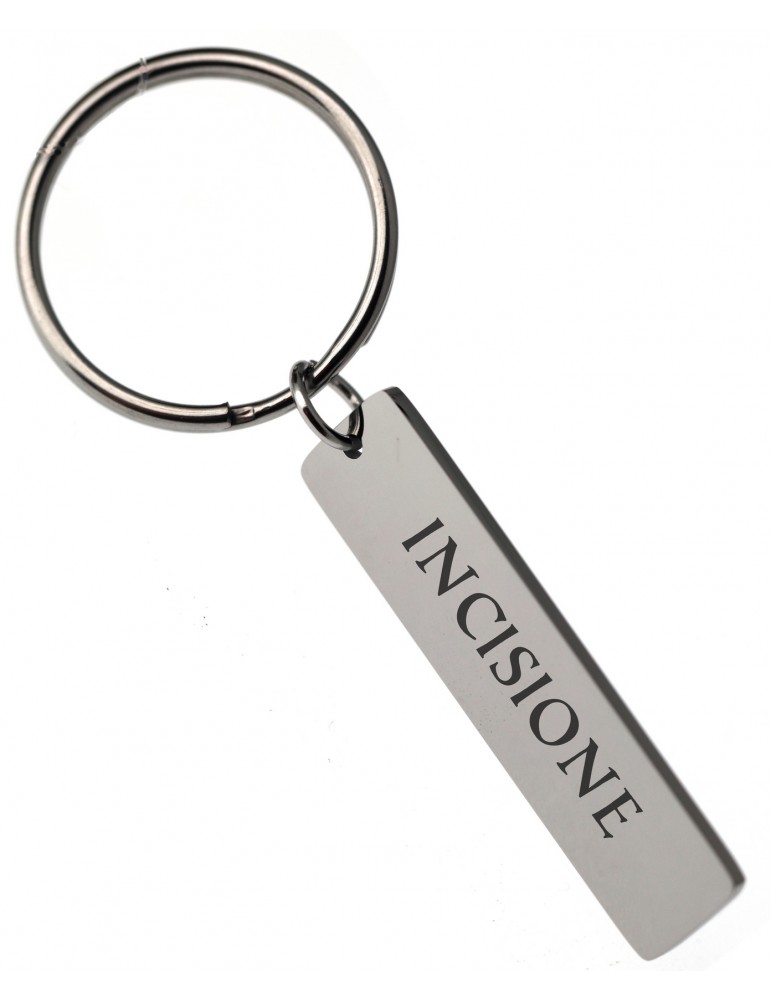 portachiavi acciaio targhetta 40x10 con incisione personalizzata targa NALBORI gioielli personalizzati portachiavi acciaio targhetta 40x10 con incisione personalizzata targa NALBORI gioielli personalizzati