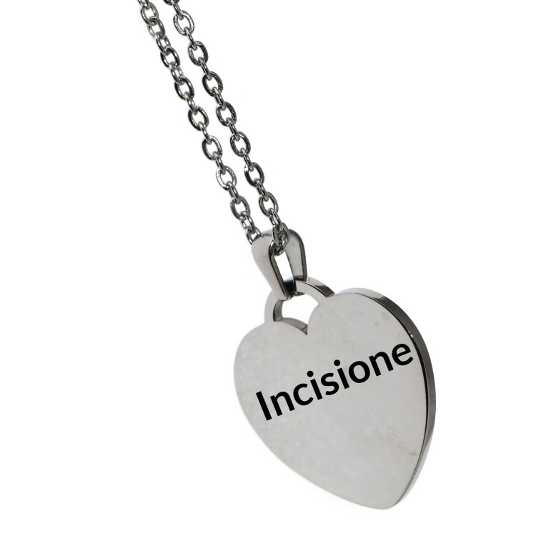 NLB|a cuore acciaio incisione personalizzata mm25x25 catena 50 cm donna