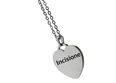NLB|a cuore acciaio incisione personalizzata mm25x25 catena 50 cm donna