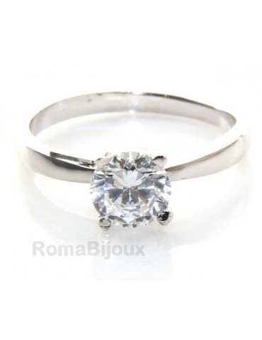 silver 925 Rhodium: Solitaire with zircon 5.5mm brilliant cut