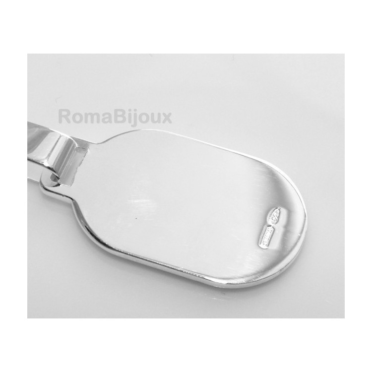 NLB|Keychain keyring man or woman plate machined oval glossy all 925 Silver Massif 16 gr