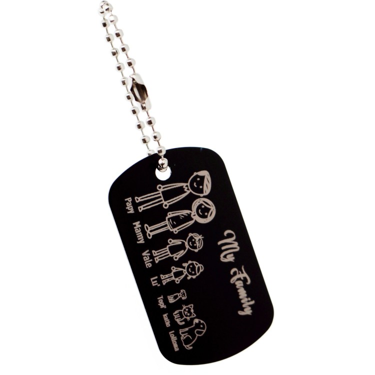 NLB|ciondolo borsa o porta chiavi famiglia personalizzato nero regalo mamma papà incisione figure nomi marca NALBORI Originale
