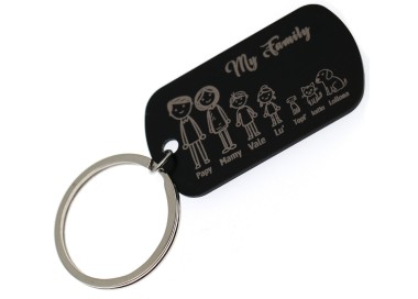 NLB|portachiavi famiglia personalizzato nero regalo mamma papà incisione figure nomi marca NALBORI Originale