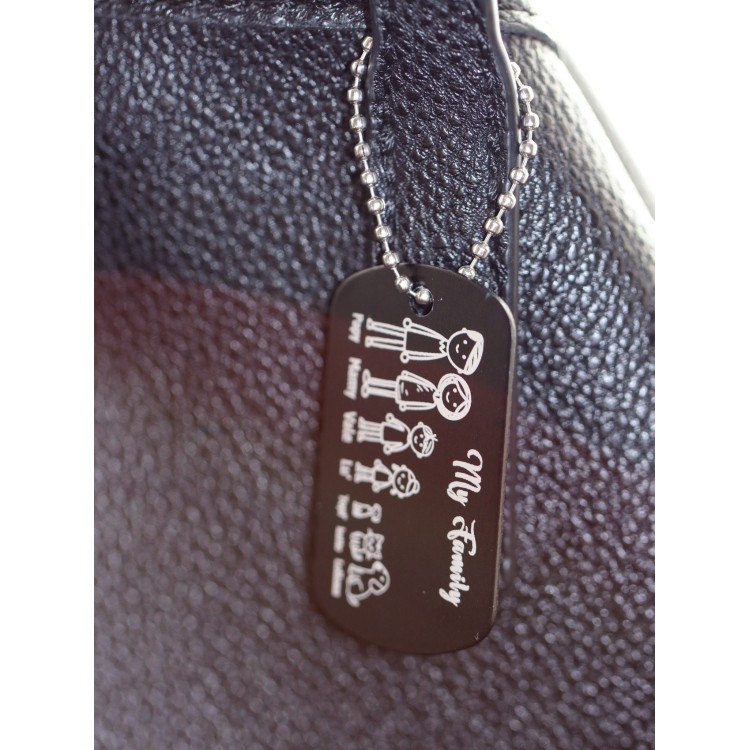 NLB|personalized family key ring black gift mum dad engraving figures names NALBORI made in italy
