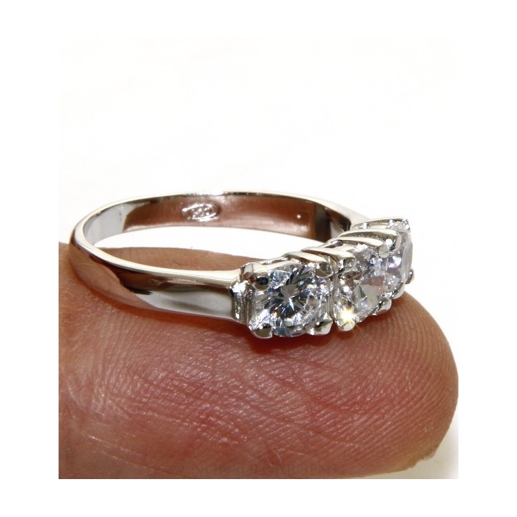 NLB|silver 925 ring for woman : Trilogy with brilliant cut cubic zirconia 0.5 cm