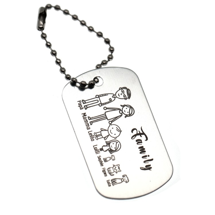 NLB|portachiavi famiglia personalizzato silver regalo mamma papà incisione figure nomi