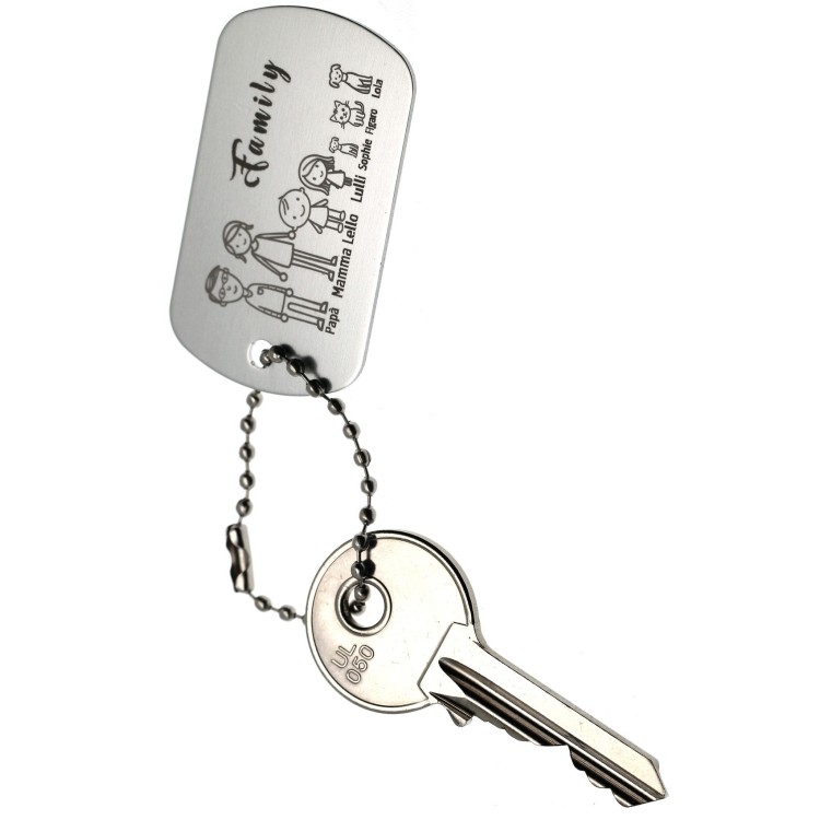 NLB|personalized family key ring silver gift mum dad engraving figures names