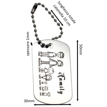 NLB|portachiavi famiglia personalizzato silver regalo mamma papà incisione figure nomi