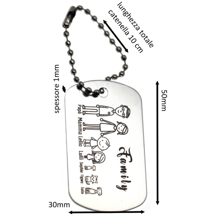 NLB|portachiavi famiglia personalizzato silver regalo mamma papà incisione figure nomi