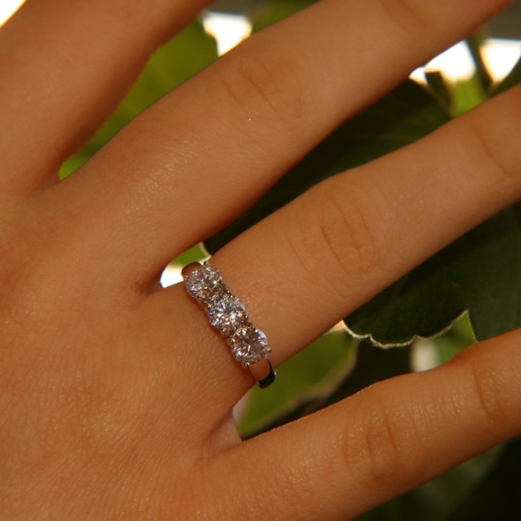 NLB|anello trilogy argento 925 con zirconi bianchi da 0,5 per donna fidanzamento regali