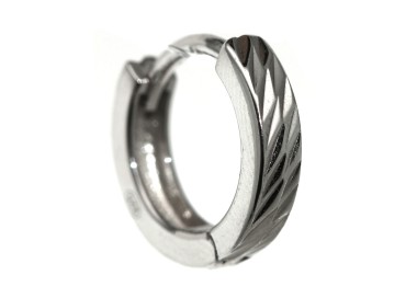NLB|mono orecchino tutto argento 925 diamantato 2 righe uomo donna scattino
