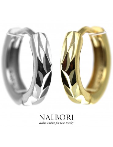 NALBORI|mono orecchino tutto argento 925 oro giallo o rodio diamantato uomo donna scattino