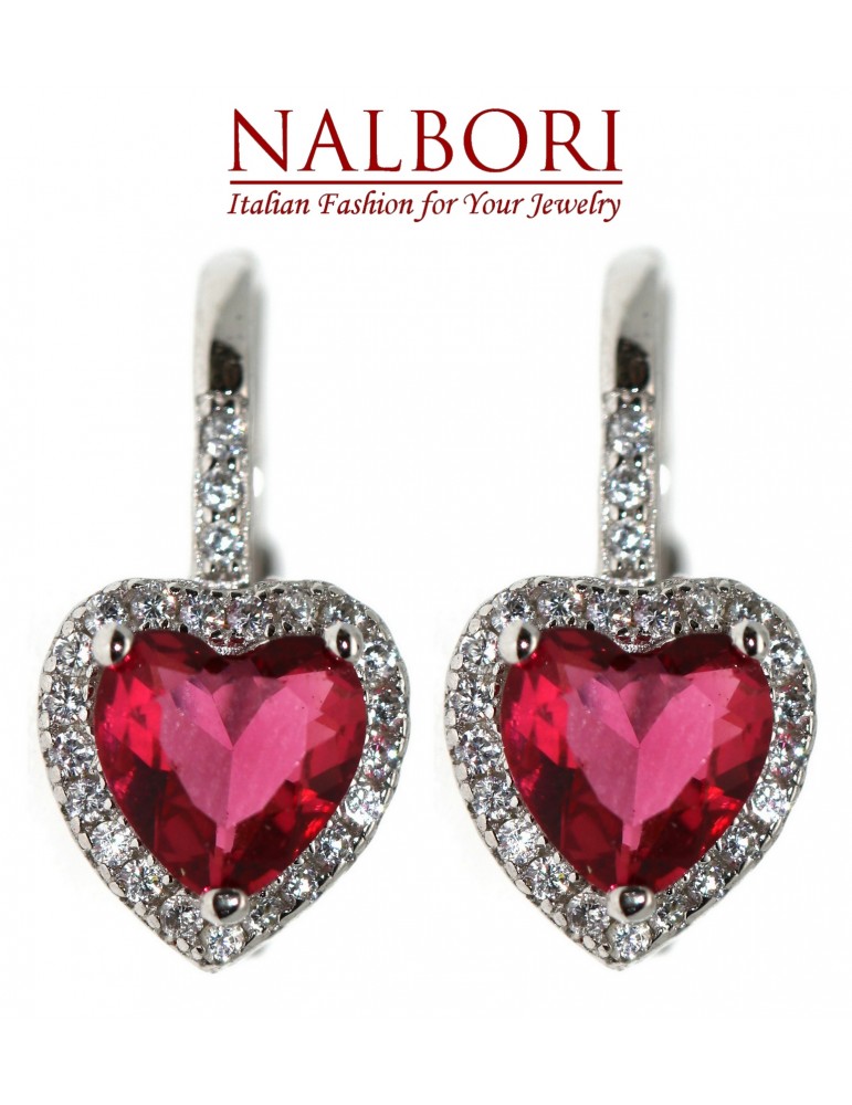 NALBORI|orecchini monachella argento 925 cuore rosso rubino e crystal donna NALBORI|orecchini monachella argento 925 cuore rosso rubino e crystal donna