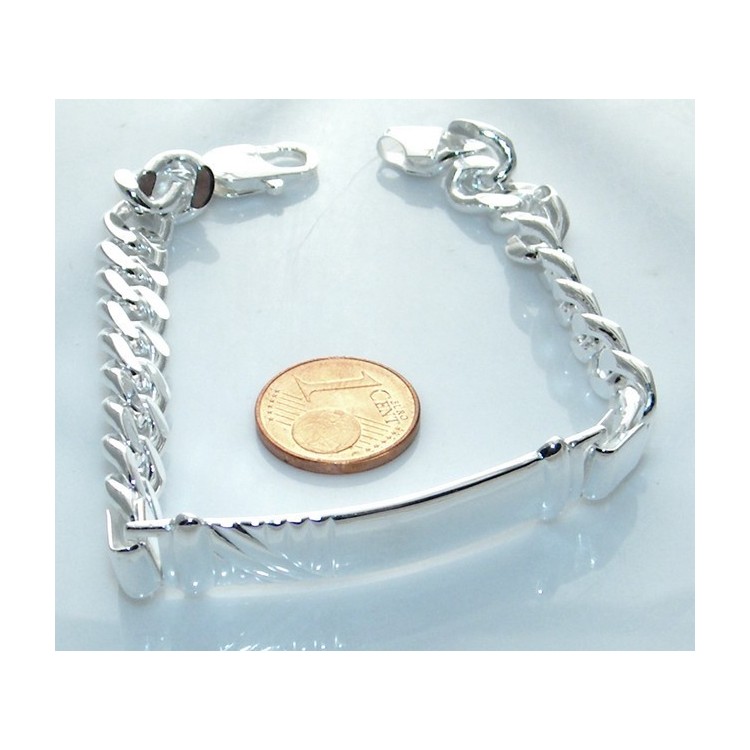 NLB|SILVER 925: Bracelet man massive chain gourmette plate reliefs 20.50 cm 26.30 gr