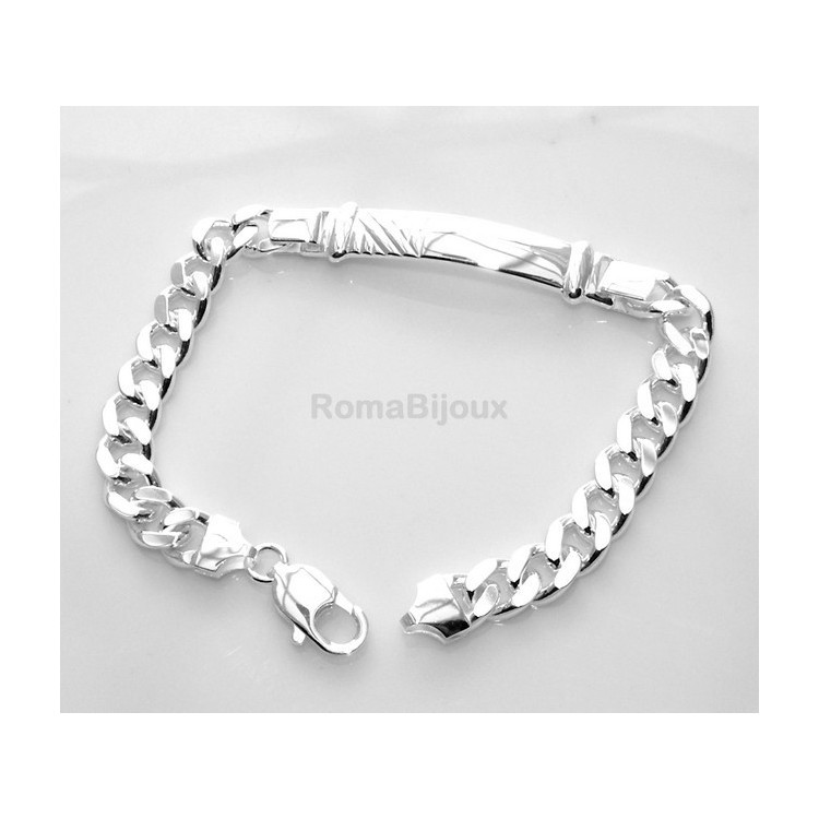 NLB|bracciale targa argento 925 grumetta uomo rilievi 20,50 cm