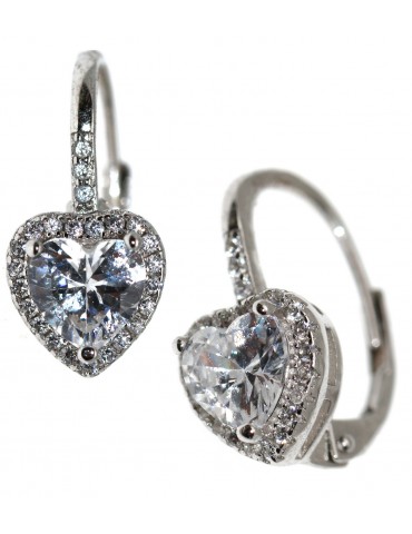 NALBORI|orecchini monachella argento 925 cuore brillante bianco crystal donna