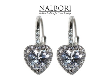 NALBORI|orecchini monachella argento 925 cuore brillante bianco crystal donna