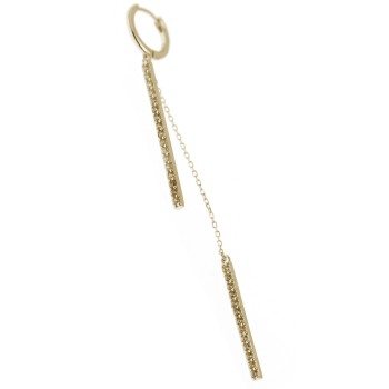NALBORI|925 silver long earring bars zirconia and chains plated yellow gold