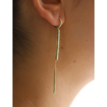 NALBORI|925 silver long earring bars zirconia and chains plated yellow gold