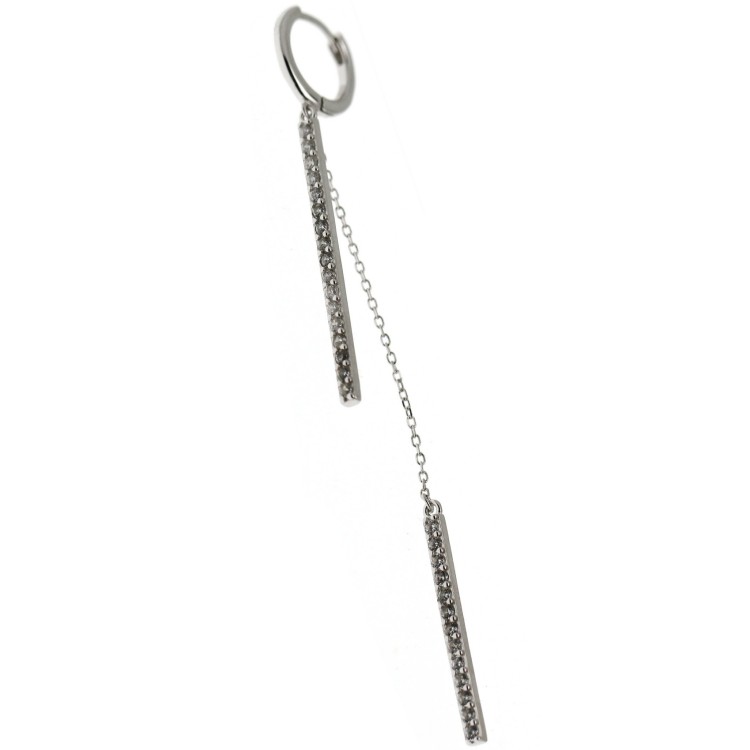 NALBORI|925 silver long earring bars zirconia and chains rhodium-plated white gold effect