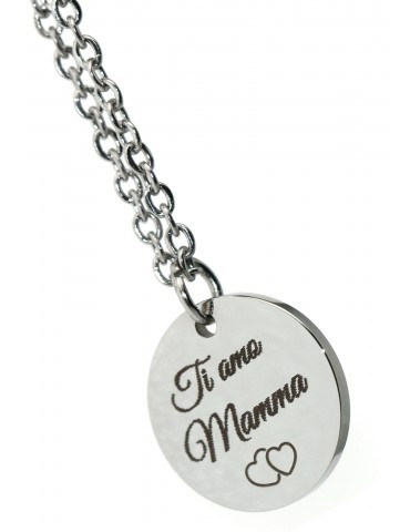 NALBORI|15mm pendant necklace in stainless steel with personalized engraving