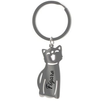 NALBORI|keychain kitten cat all steel with feline name free engraving