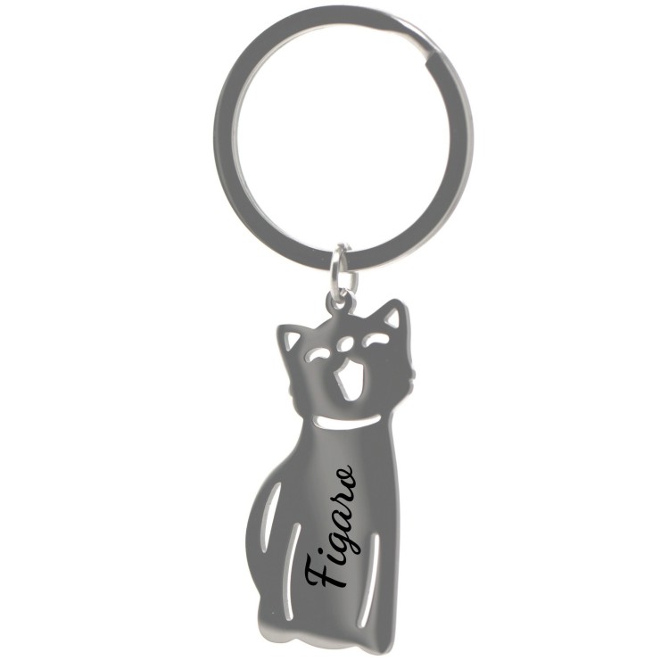 NALBORI|keychain kitten cat all steel with feline name free engraving