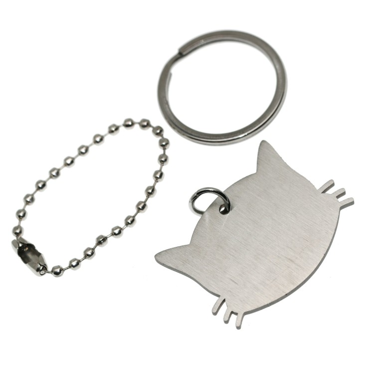 NALBORI|complete keychain and pendant steel cat kitten with engraving