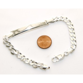 NLB|SILVER 925: Bracelet man massive chain gourmette plate reliefs 20.50 cm 26.30 gr