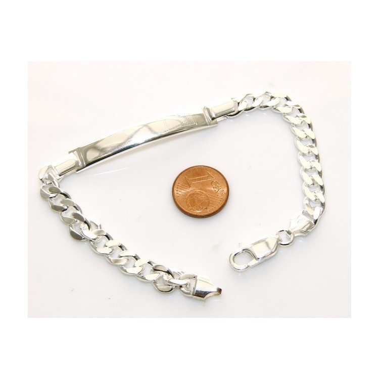 NLB|SILVER 925: Bracelet man massive chain gourmette plate reliefs 20.50 cm 26.30 gr