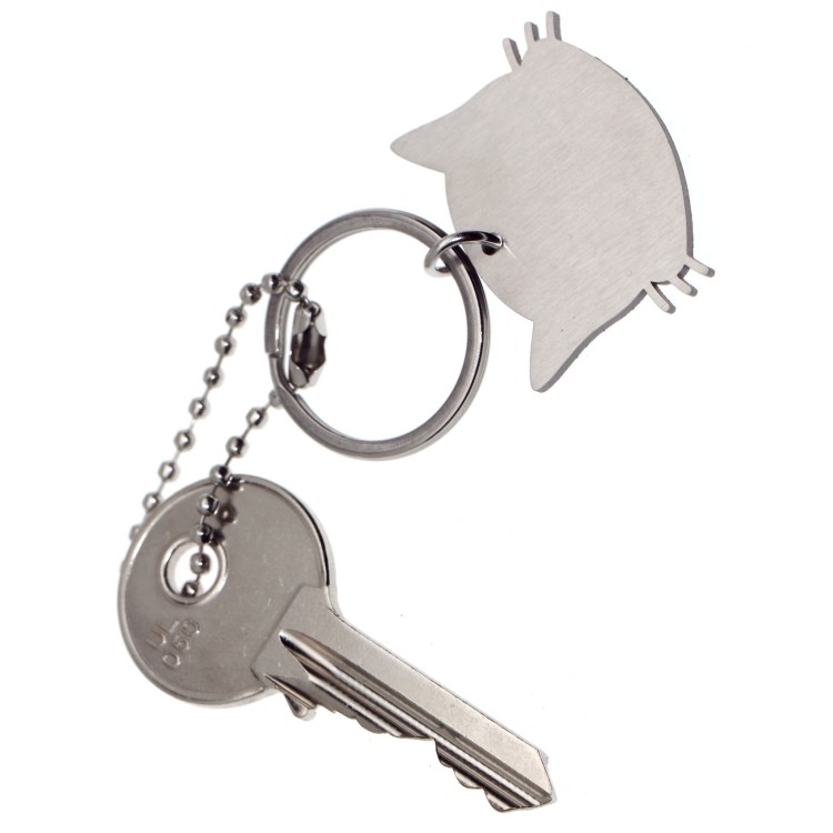NALBORI|complete keychain and pendant steel cat kitten with engraving