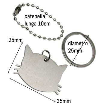 NALBORI|complete keychain and pendant steel cat kitten with engraving